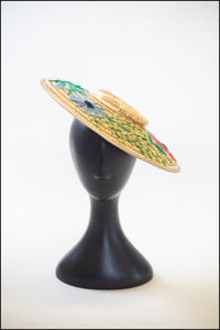 Vintage 1930s Embroidered French Straw Hat