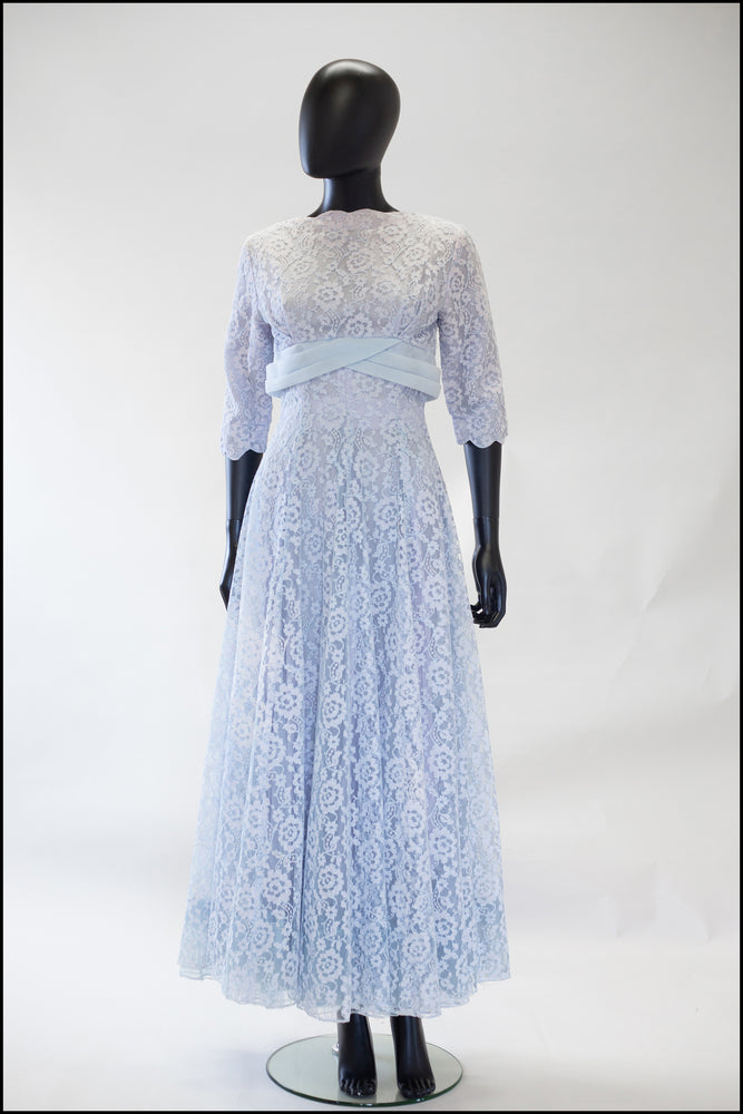 Vintage 1950s Blue Lace Gown