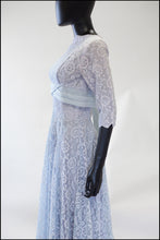 Vintage 1950s Blue Lace Gown