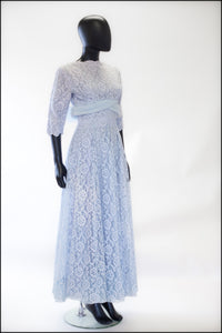 Vintage 1950s Blue Lace Gown