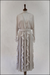 Vintage 1980s Dove Grey Pleated Dress