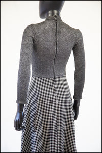 Vintage 1970s Silver Lurex Knit Maxi Dress