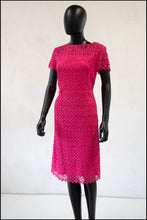 Vintage 1960s Fuchsia Pink Lace Wiggle Dress