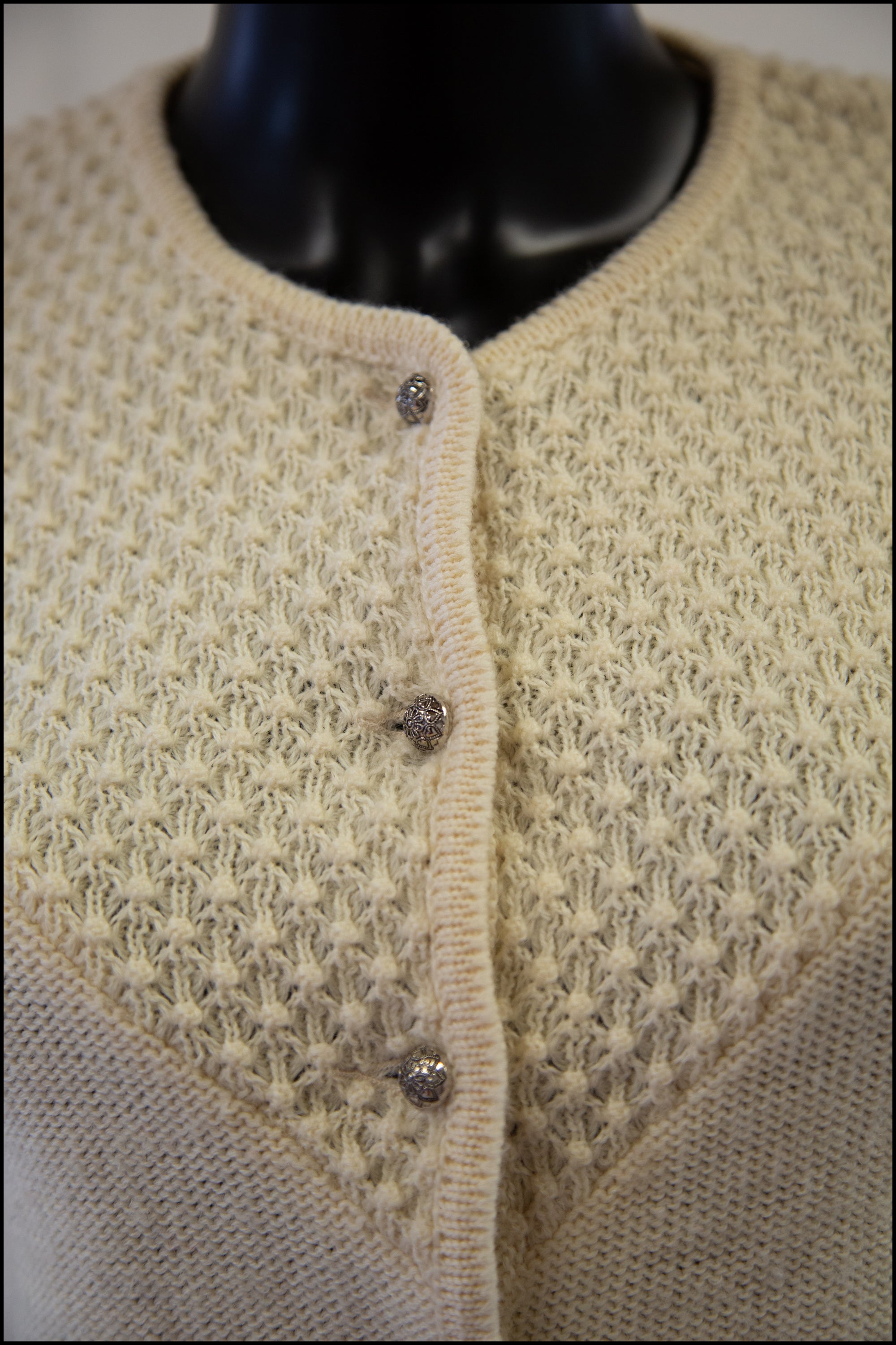 Vintage 1970s Cream Wool Cardigan