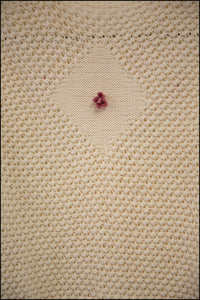 Vintage 1970s Cream Hand Knit Wool Rose Cardigan