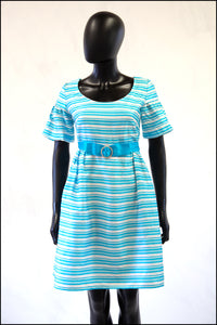 60s blue stripe mini dress Alexandra King