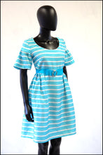vintage blue stripe 1960s mini dress Alexandra King
