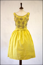 Vintage 1960s Yellow Silk Beaded Dress