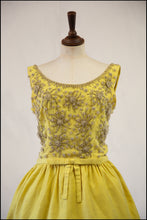 Vintage 1960s Yellow Silk Beaded Dress