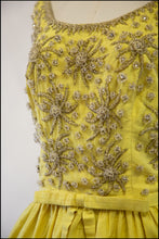 Vintage 1960s Yellow Silk Beaded Dress