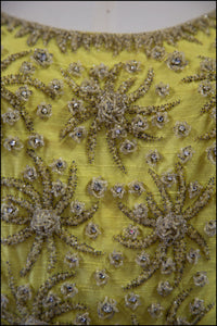 Vintage 1960s Yellow Silk Beaded Dress