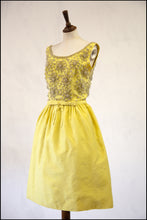 Vintage 1960s Yellow Silk Beaded Dress