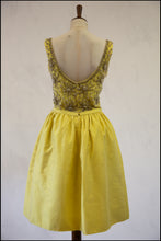 Vintage 1960s Yellow Silk Beaded Dress