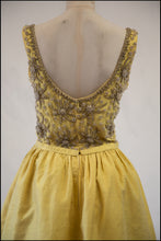 Vintage 1960s Yellow Silk Beaded Dress