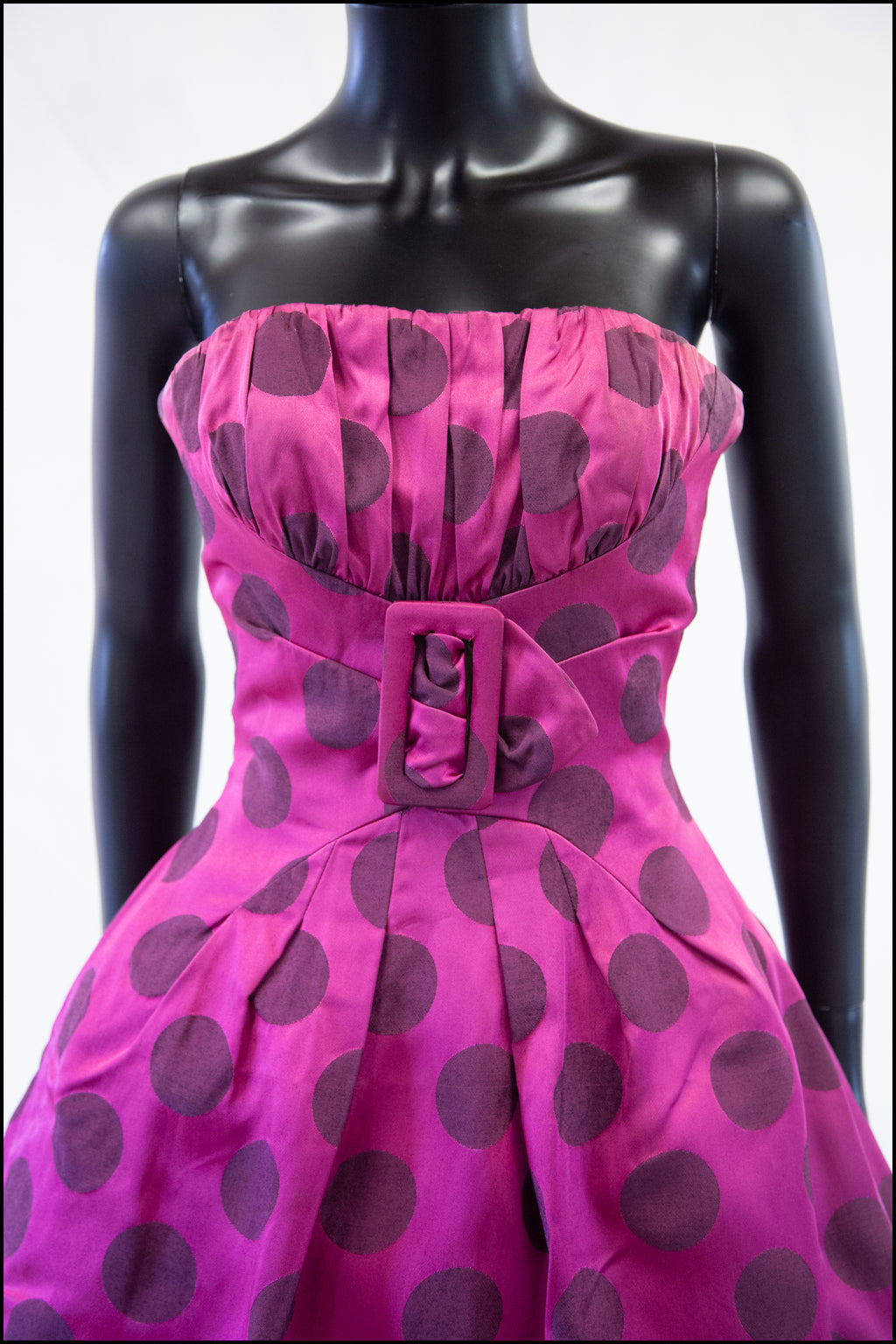 RESERVED Vintage 1950s Magenta Pink Polka Dot Dress