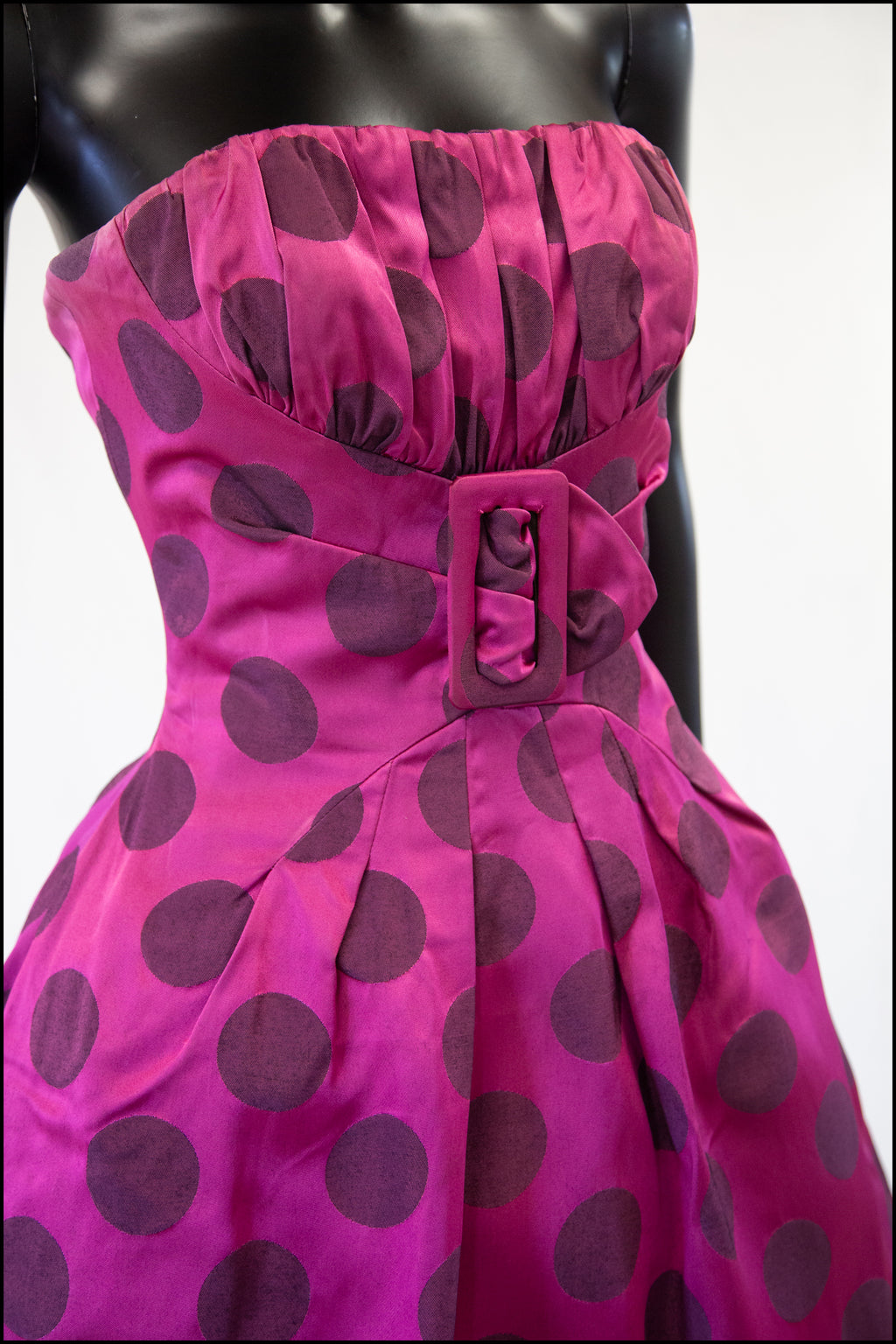 RESERVED Vintage 1950s Magenta Pink Polka Dot Dress