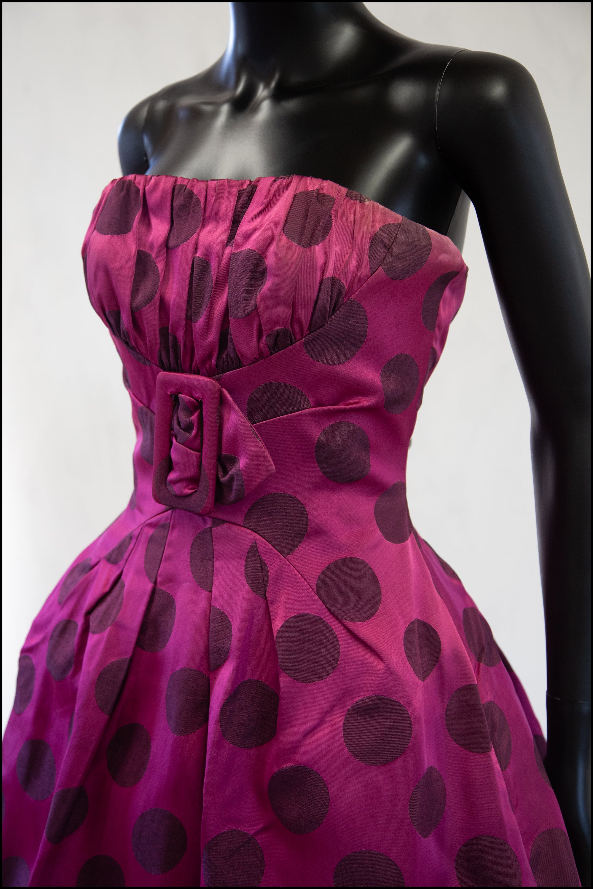 RESERVED Vintage 1950s Magenta Pink Polka Dot Dress