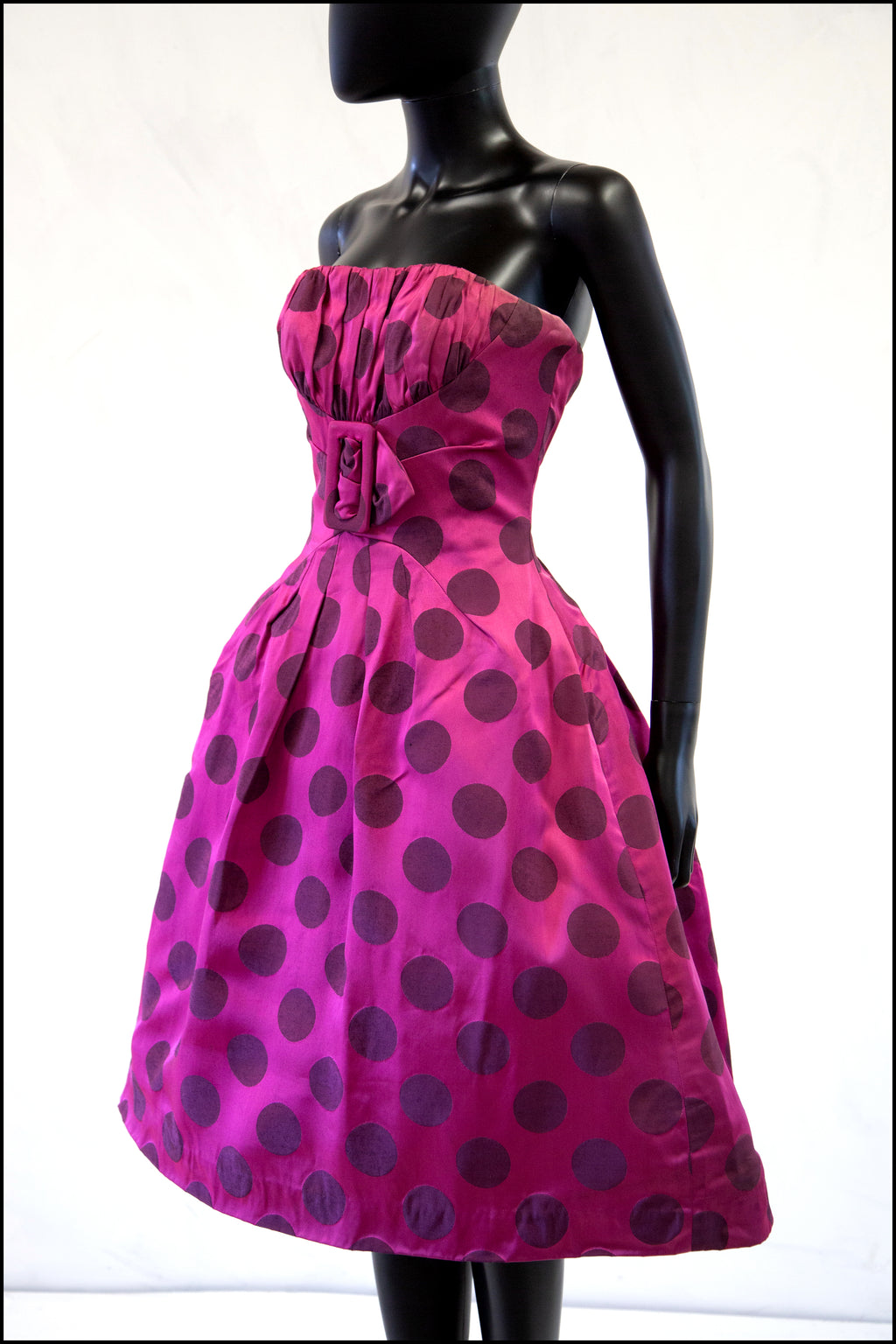 RESERVED Vintage 1950s Magenta Pink Polka Dot Dress