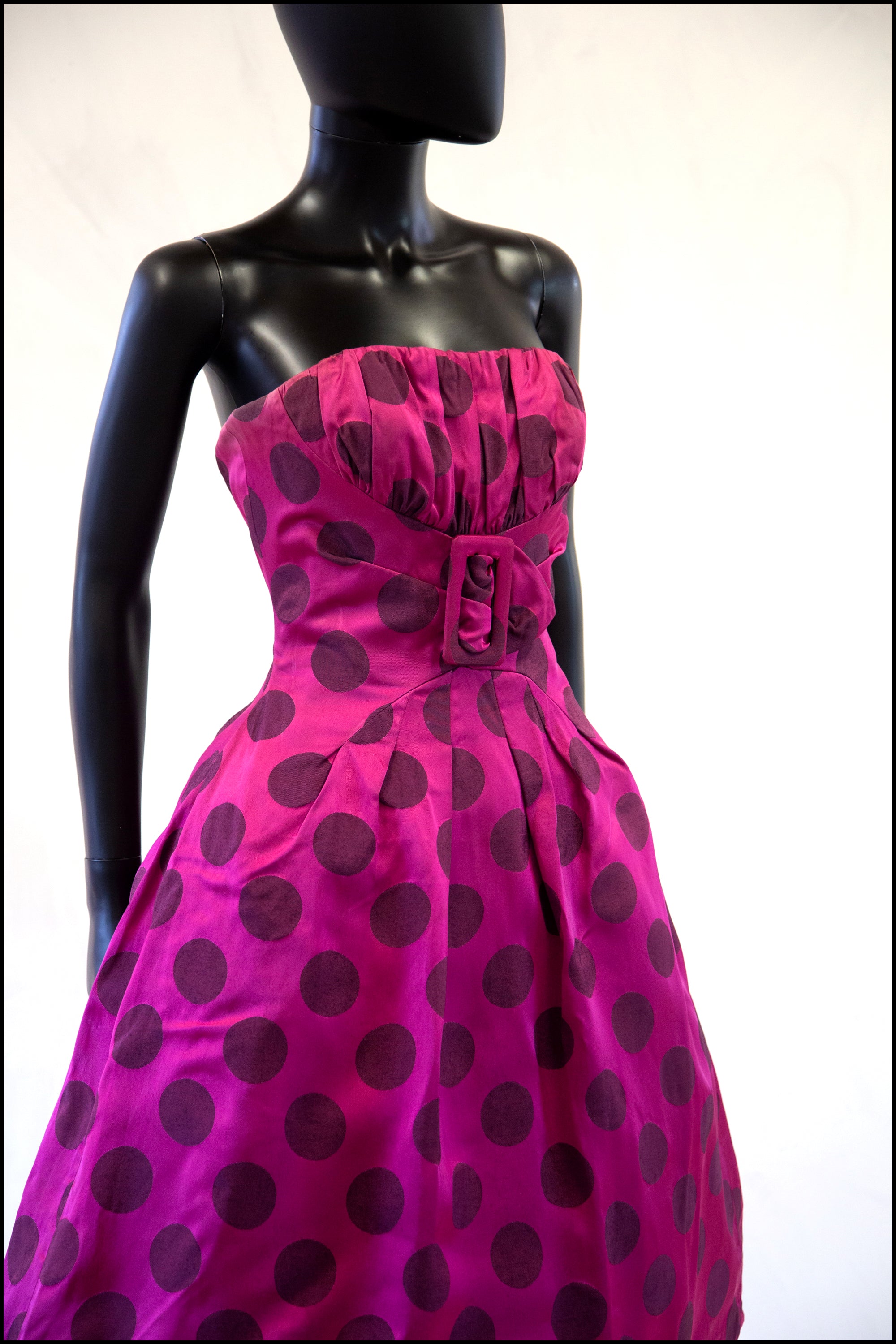 RESERVED Vintage 1950s Magenta Pink Polka Dot Dress