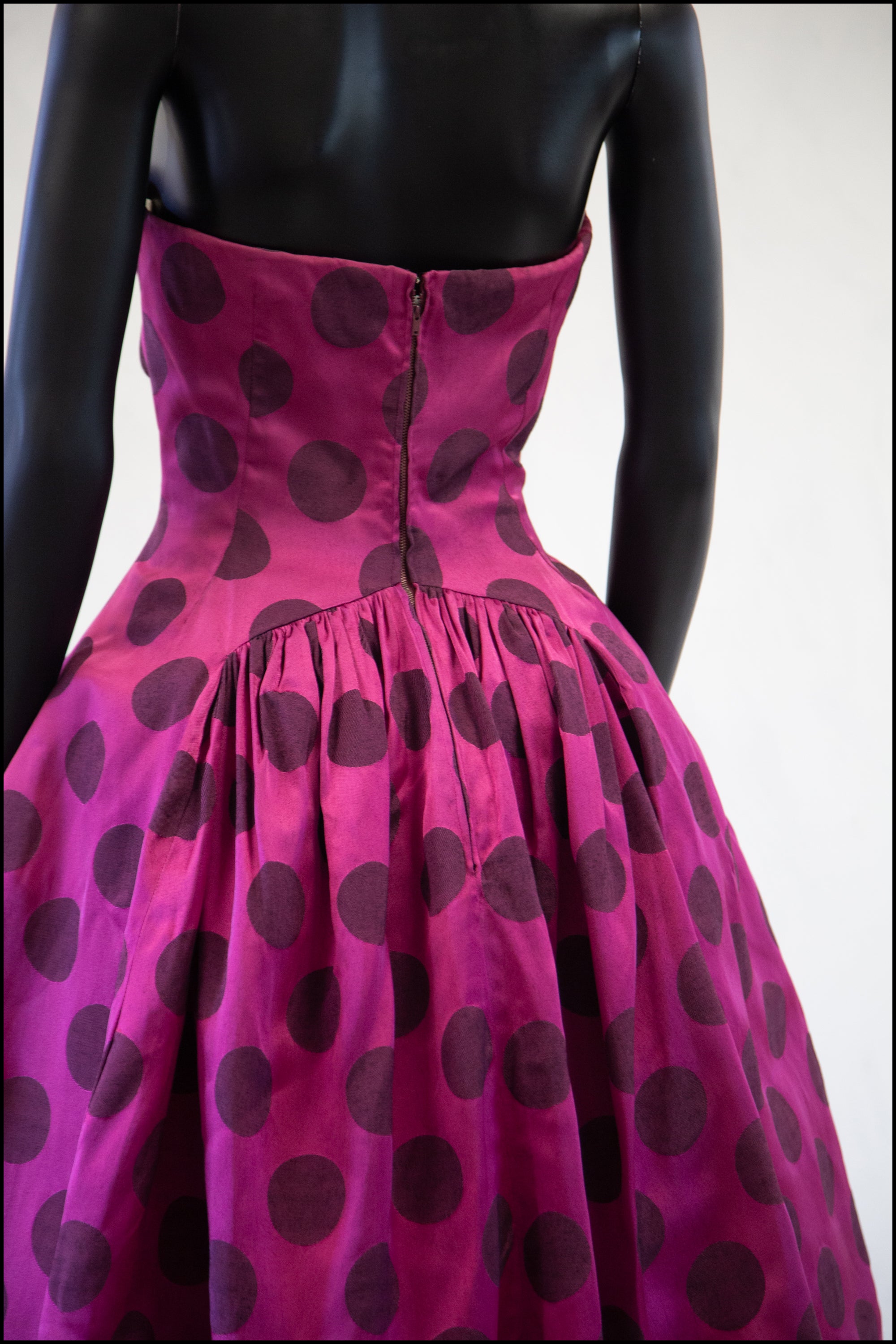 RESERVED Vintage 1950s Magenta Pink Polka Dot Dress