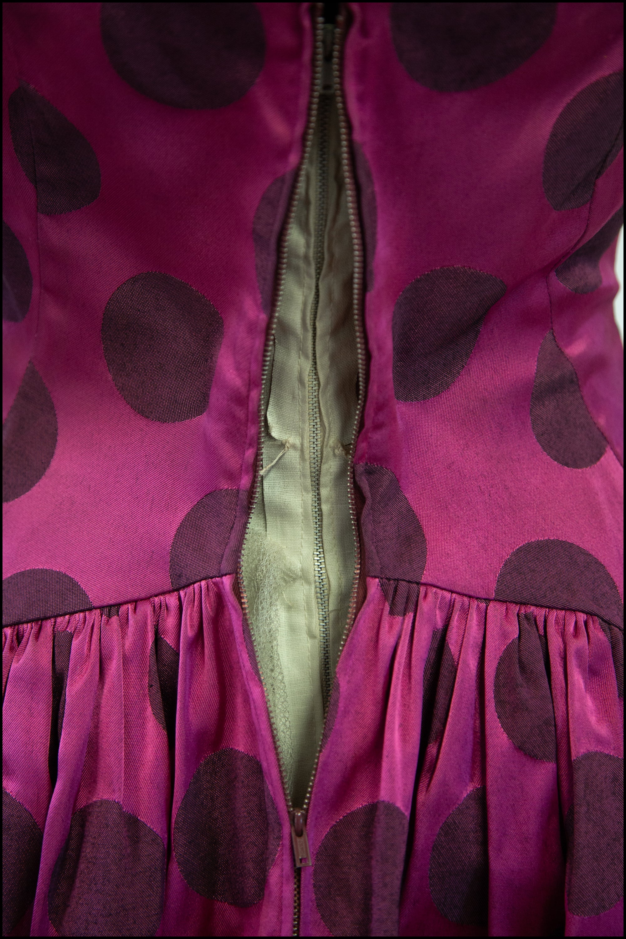 RESERVED Vintage 1950s Magenta Pink Polka Dot Dress