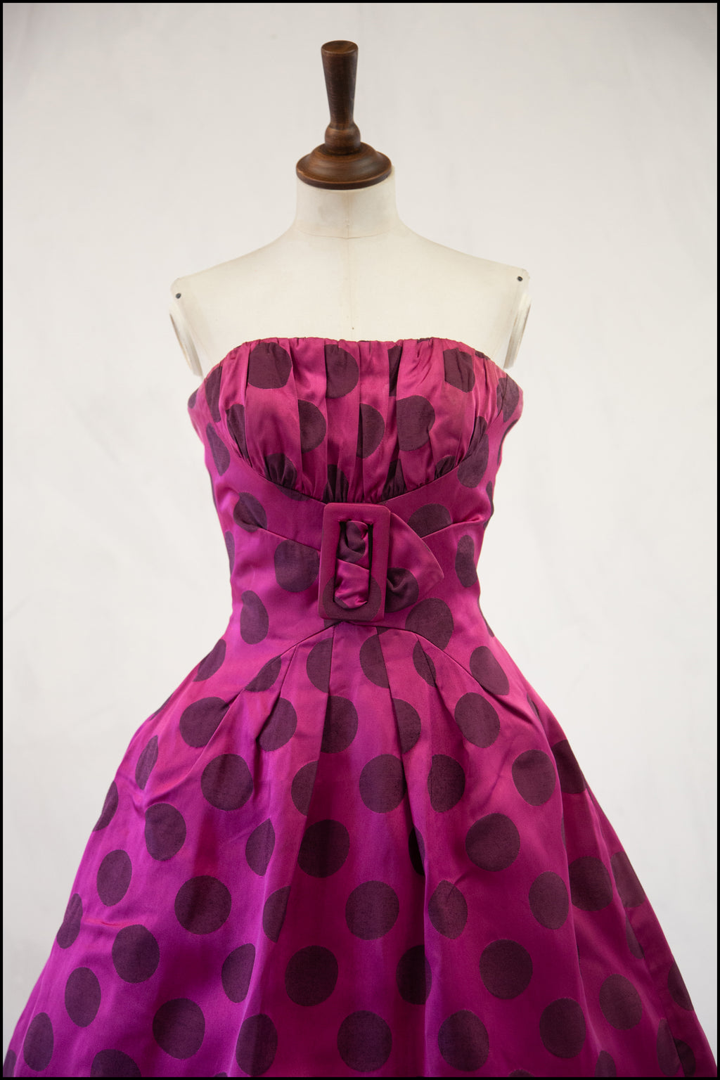 RESERVED Vintage 1950s Magenta Pink Polka Dot Dress
