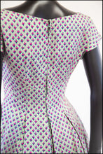 Vintage 1950s Mint Rose Print Silk Dress