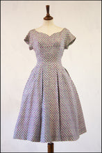 Vintage 1950s Mint Rose Print Silk Dress