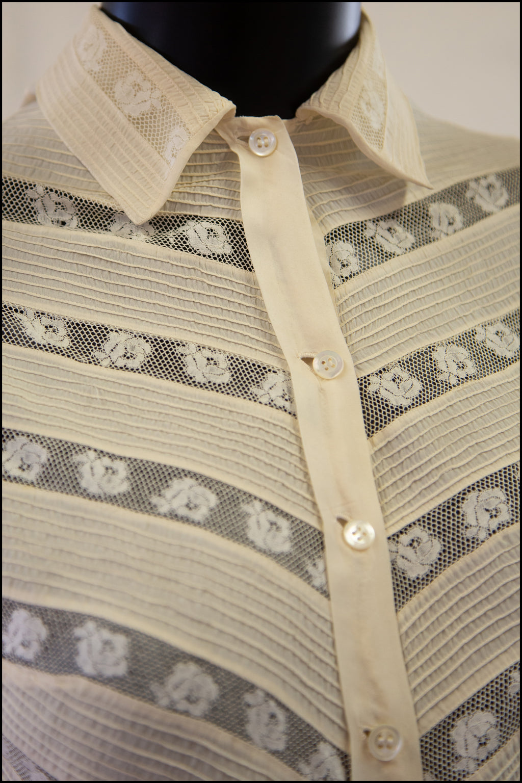 Vintage 1930s Cream Silk Lace Blouse