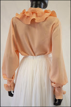 Vintage 1980s Peach Pleat Ruffle Blouse