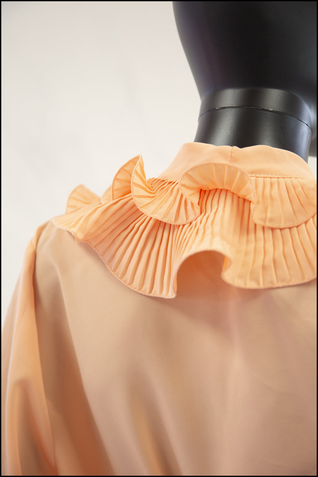 Vintage 1980s Peach Pleat Ruffle Blouse
