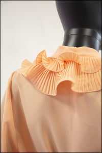 Vintage 1980s Peach Pleat Ruffle Blouse