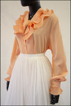 Vintage 1980s Peach Pleat Ruffle Blouse