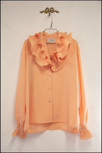 Vintage 1980s Peach Pleat Ruffle Blouse