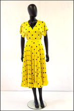 Vintage 1980s Yellow Polka Dot Pleated Skirt Set