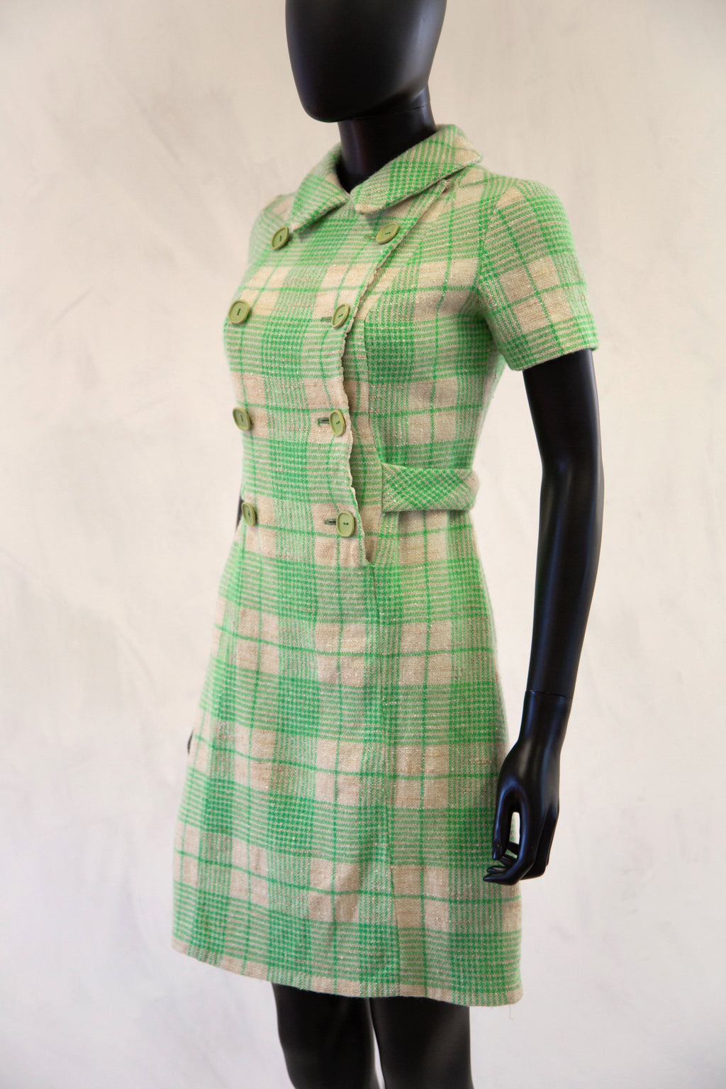 Vintage 1960s Green Wool Bullocks Wiltshire Mini Dress