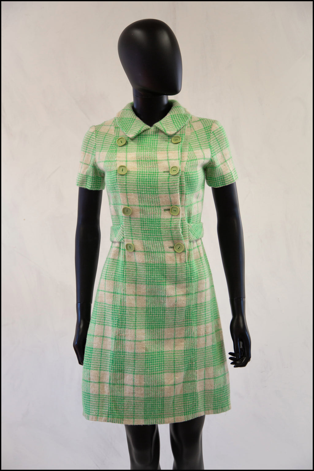 Vintage 1960s Green Wool Bullocks Wiltshire Mini Dress