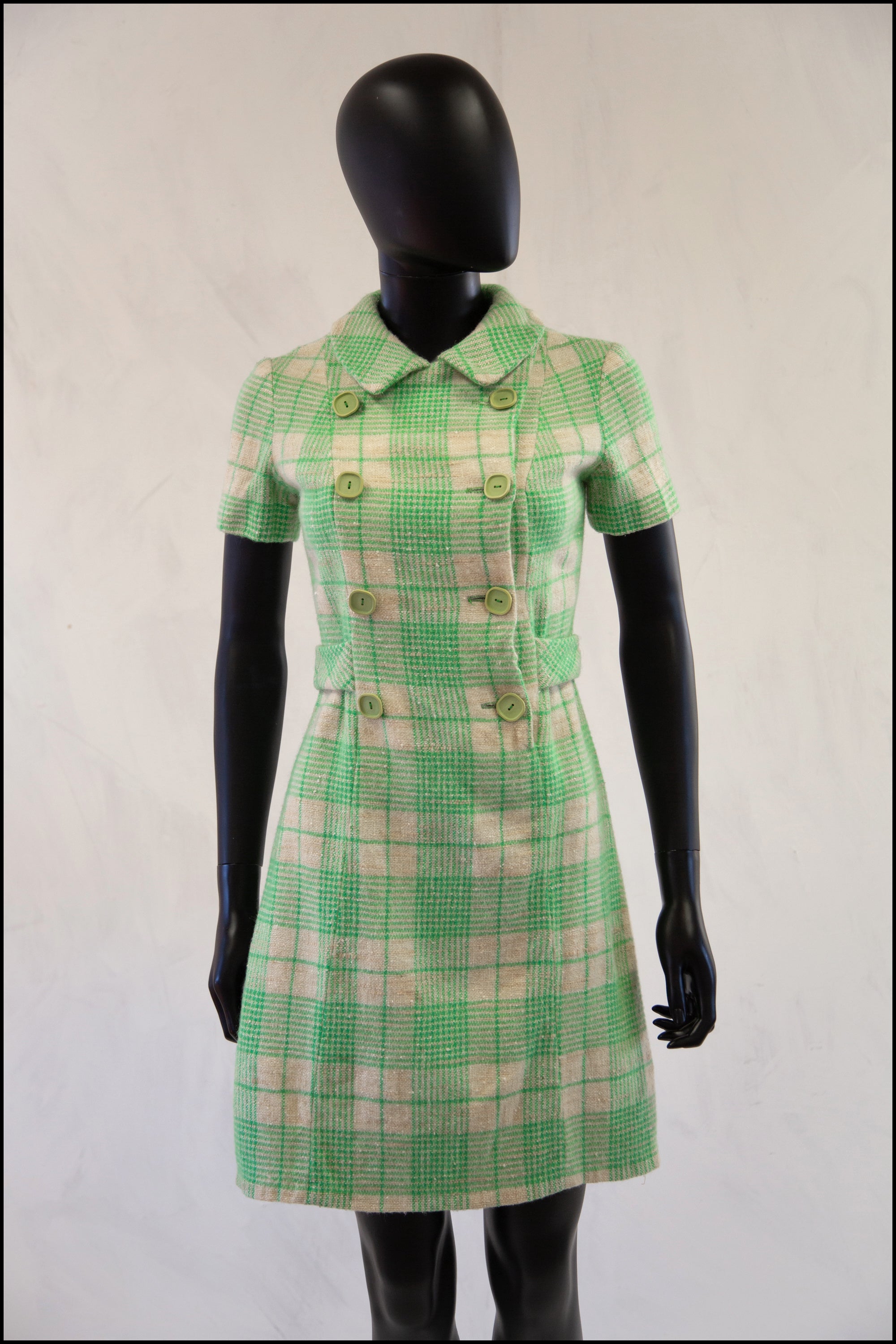 Vintage 1960s Green Wool Bullocks Wiltshire Mini Dress