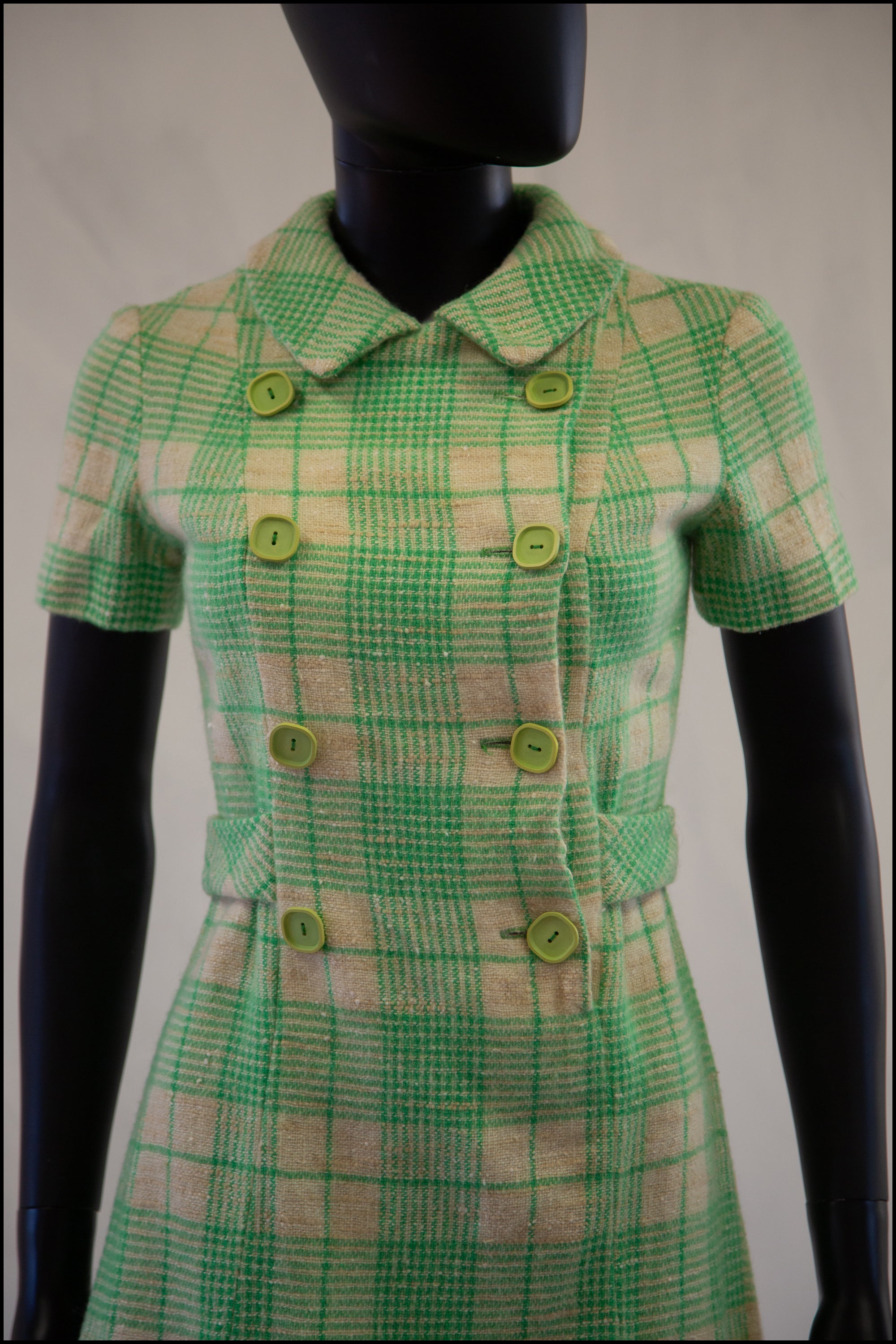 Vintage 1960s Green Wool Bullocks Wiltshire Mini Dress