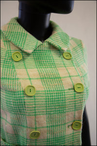 Vintage 1960s Green Wool Bullocks Wiltshire Mini Dress