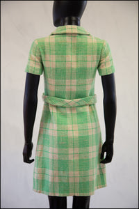 Vintage 1960s Green Wool Bullocks Wiltshire Mini Dress