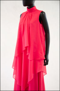 Vintage 1970s Pink Chiffon Maxi Dress