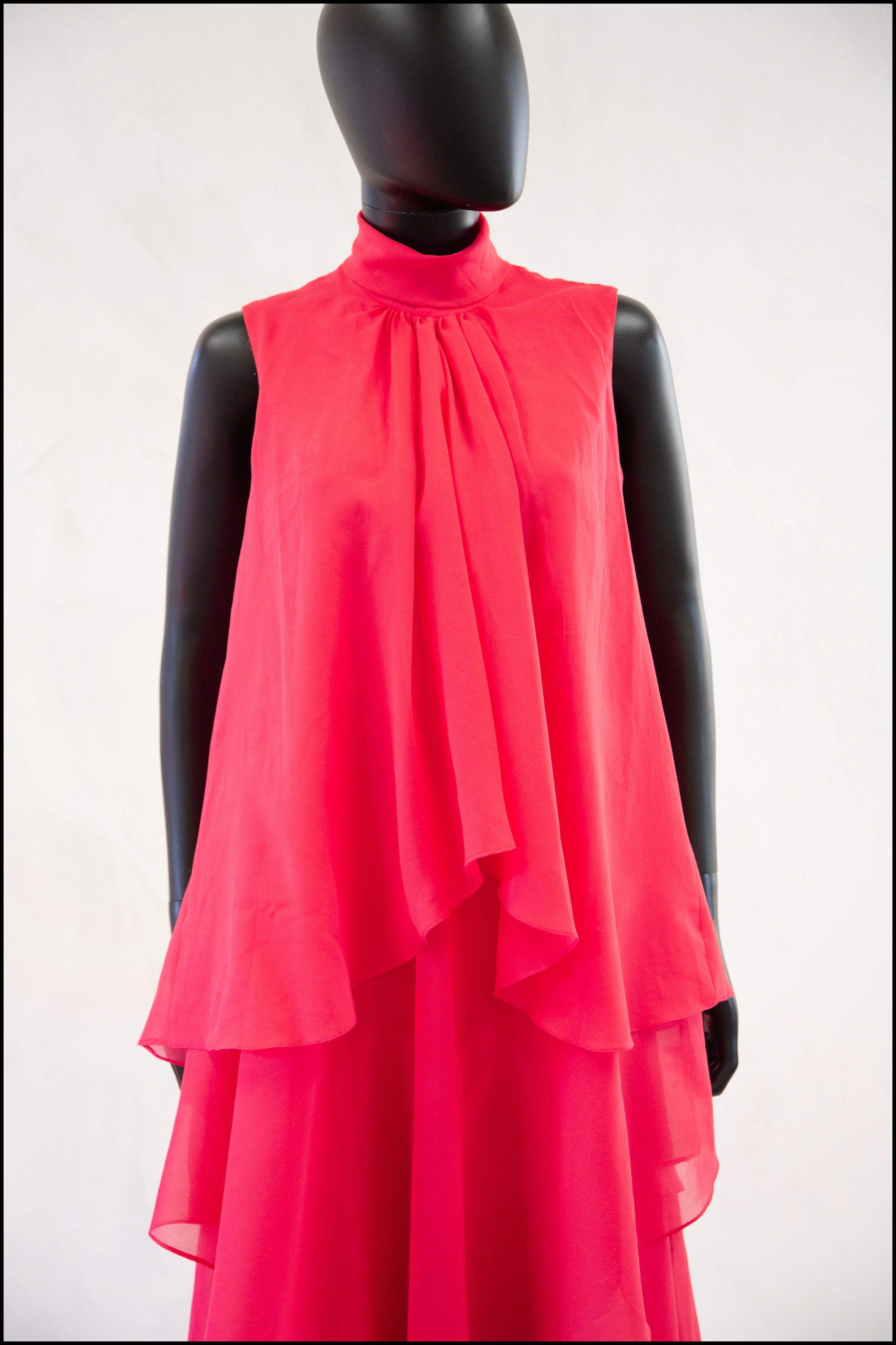 Vintage 1970s Pink Chiffon Maxi Dress