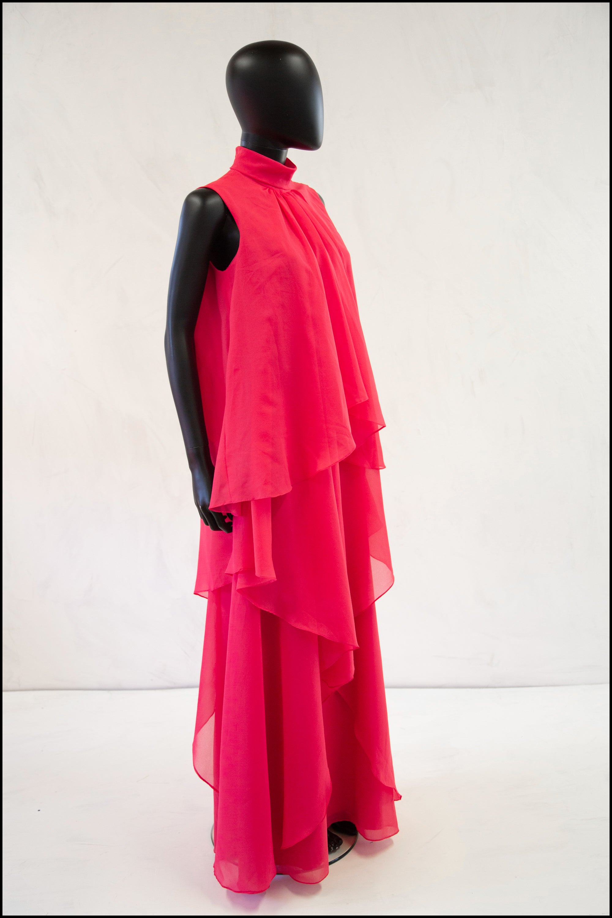 Vintage 1970s Pink Chiffon Maxi Dress