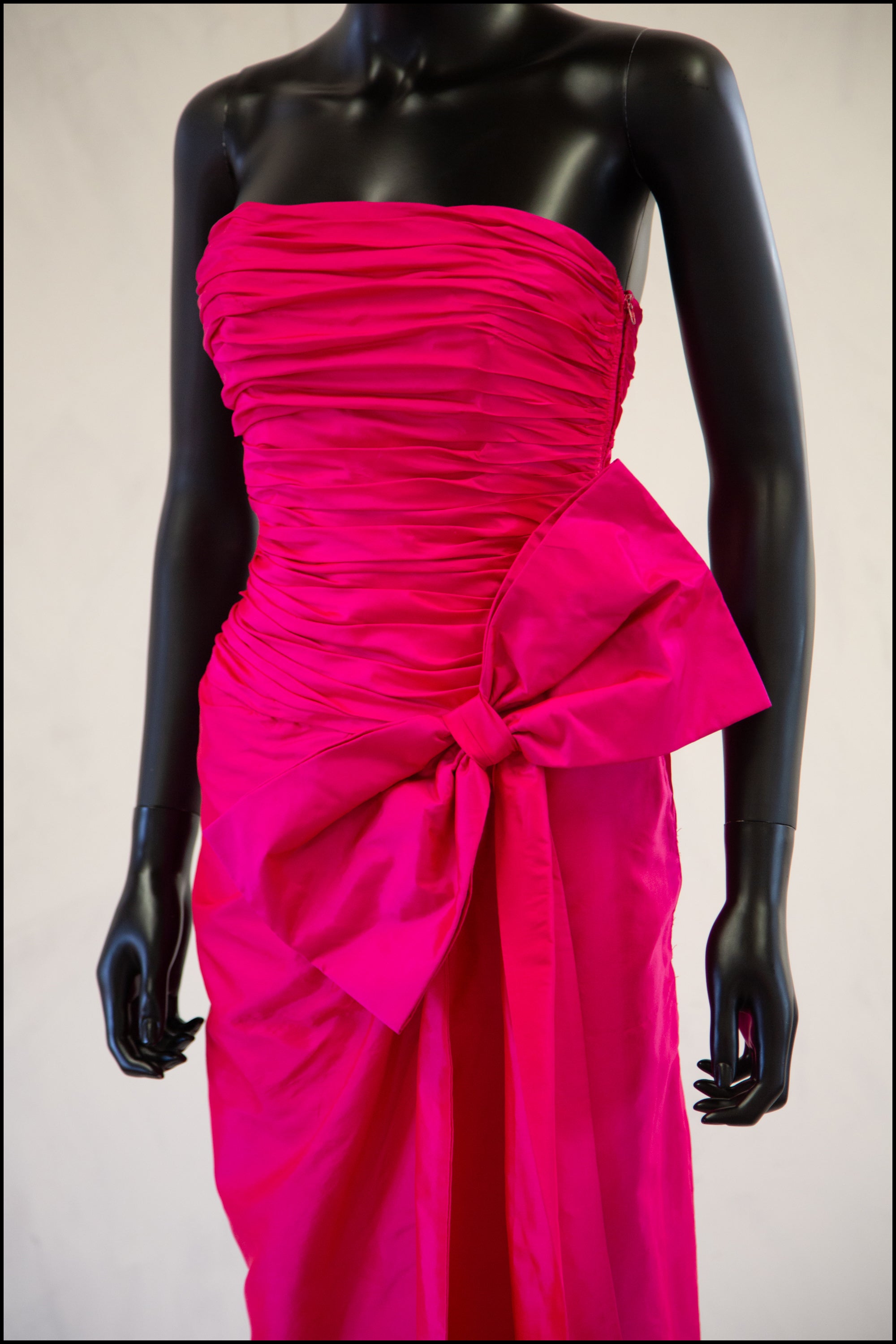 Vintage 1980s Pink Silk Bow Dress