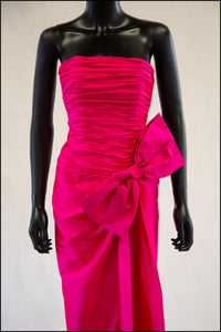 Vintage 1980s Pink Silk Bow Dress