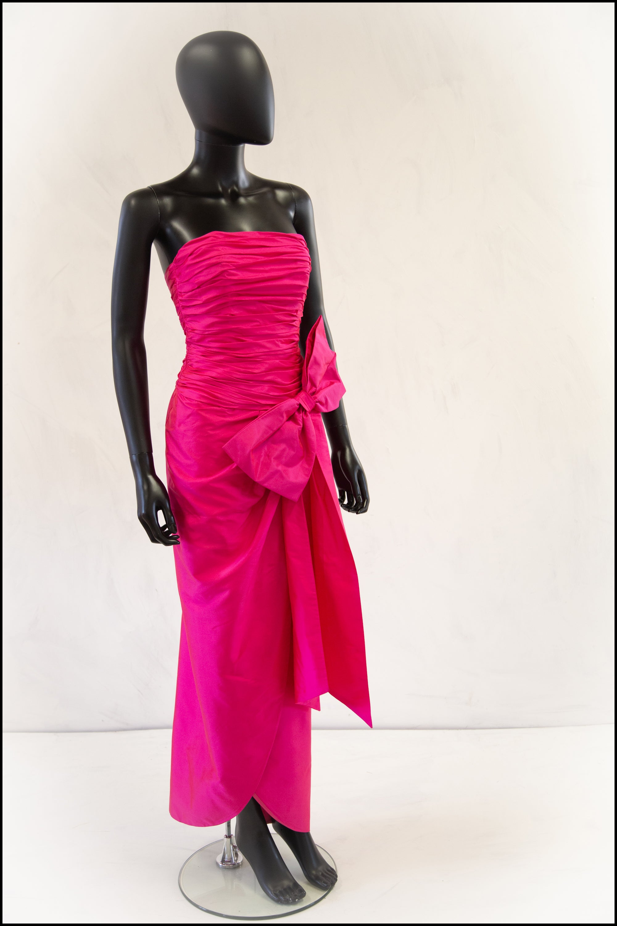 Vintage 1980s Pink Silk Bow Dress