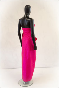 Vintage 1980s Pink Silk Bow Dress
