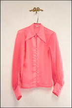 vintage 1970s pink pleated sleeve blouse Alexandra King