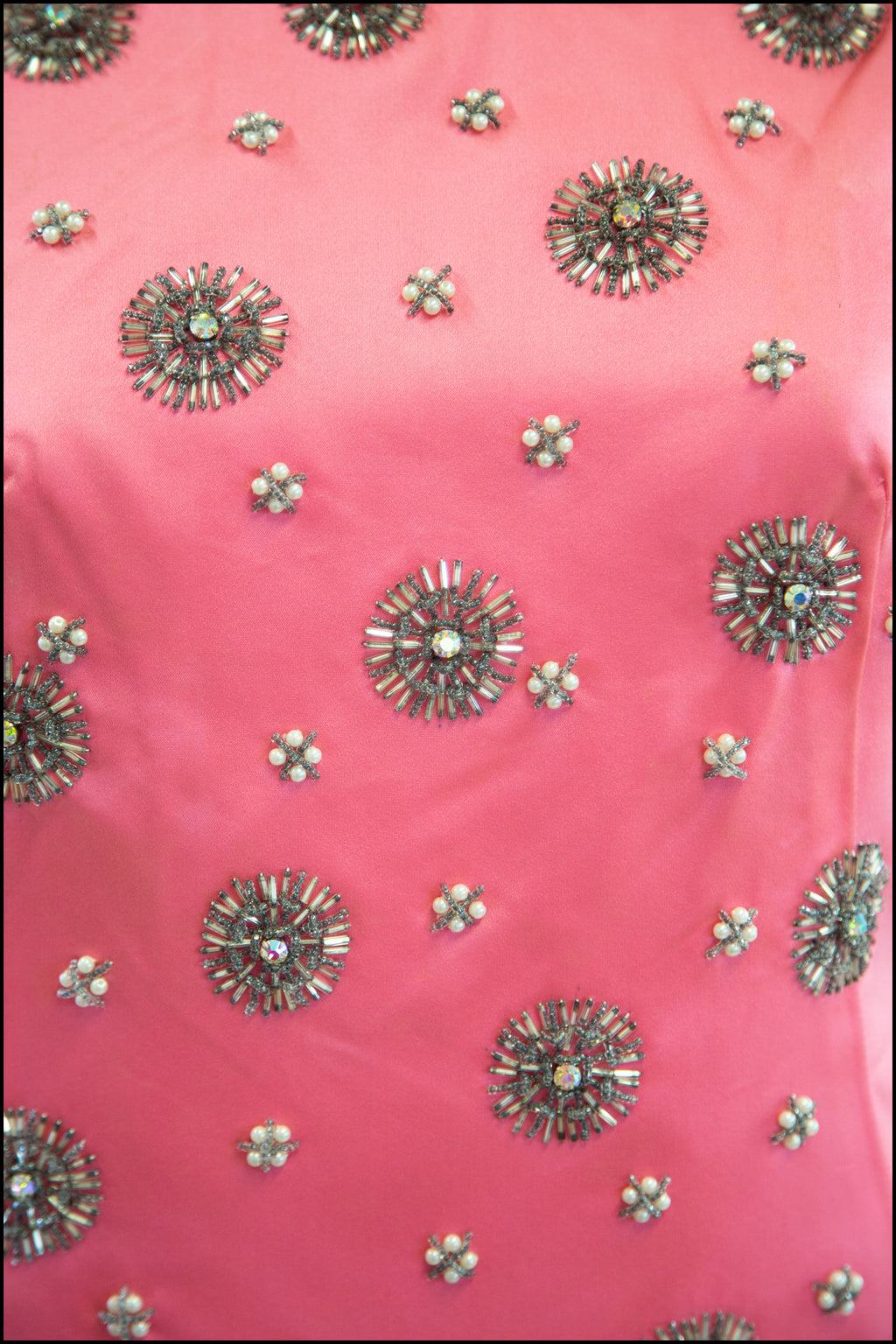 Vintage 1960s Candy Pink Beaded Mini Dress